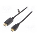 CV0127; Cable; DisplayPort 1.2; DisplayPort plug,HDMI plug; 2m; black; LOGILINK