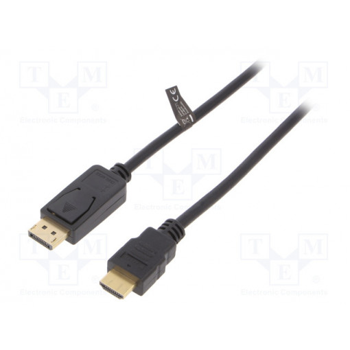 CV0127; Cable; DisplayPort 1.2; DisplayPort plug,HDMI plug; 2m; black; LOGILINK