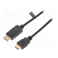 CV0128; Cable; DisplayPort 1.2; DisplayPort plug,HDMI plug; 3m; black; LOGILINK