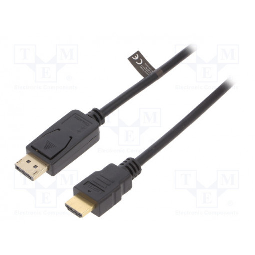CV0128; Cable; DisplayPort 1.2; DisplayPort plug,HDMI plug; 3m; black; LOGILINK