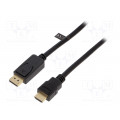 CV0129; Cable; DisplayPort 1.2; DisplayPort plug,HDMI plug; 5m; black; LOGILINK