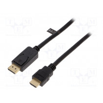 CV0129; Cable; DisplayPort 1.2; DisplayPort plug,HDMI plug; 5m; black; LOGILINK