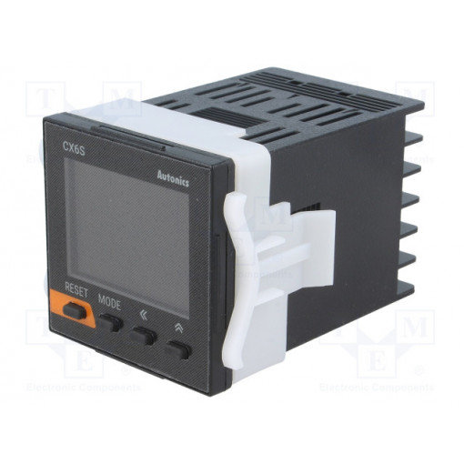 CX6S-1P2F; Counter: electronical; LCD x2; time/pulses; SPDT; IN 1: voltage; AUTONICS