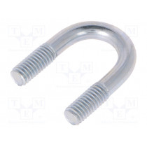 CB.6..14..32; U-bolt; B; steel; zinc; Thread len: 13mm; Int.width: 14mm; H: 32mm; DROMET CB.6..14..32; U-bolt; B; steel; zinc; Thread len: 13mm; Int.width: 14mm; H: 32mm; DROMET