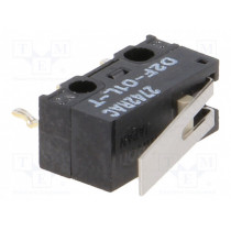 D2F-01L-T; Microswitch SNAP ACTION; with lever; SPDT; 0.1A/30VDC; ON-(ON); OMRON OCB