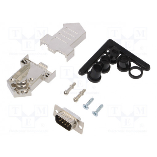 6355-0072-01; D-Sub; PIN: 9; plug; male; soldering; for cable; black; ENCITECH