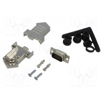 D45NT09-M-HDP15-W-K; D-Sub; PIN: 15; plug; male; soldering; for cable; white; ENCITECH