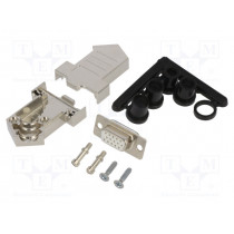 D45NT09-M-HDS15-W-K; D-Sub; PIN: 15; plug; female; soldering; for cable; white; ENCITECH