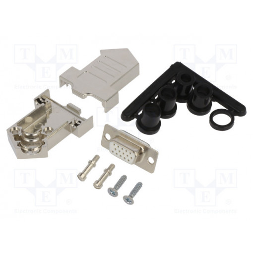 D45NT09-M-HDS15-W-K; D-Sub; PIN: 15; plug; female; soldering; for cable; white; ENCITECH