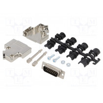 6355-0009-02; D-Sub; PIN: 15; plug; male; soldering; for cable; black; ENCITECH