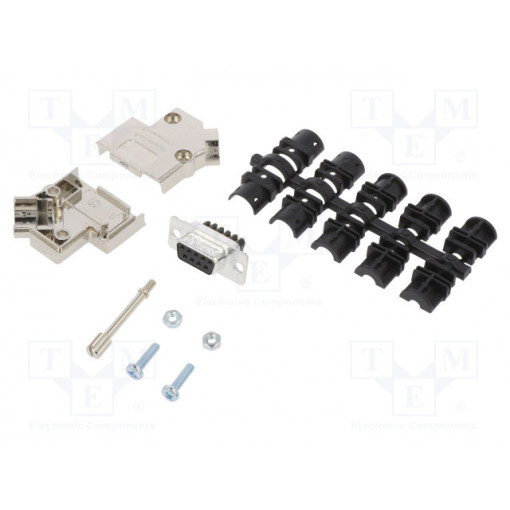 L17D45PK-M-09+L77DE09SST; D-Sub; PIN: 9; female; angled 45°; screw terminal; for cable; AMPHENOL