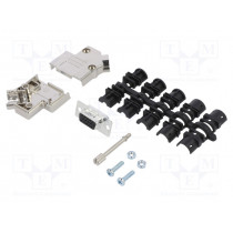 L17D45PK-M-09+L77HDE15S; D-Sub HD; PIN: 15; female; angled 45°; soldering; for cable; AMPHENOL