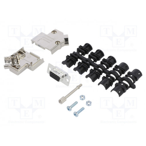 L17D45PK-M-09+L77HDE15S; D-Sub HD; PIN: 15; female; angled 45°; soldering; for cable; AMPHENOL