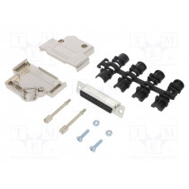 L17D45PK-M-25+L77SDB25S; D-Sub; PIN: 25; female; angled 45°; soldering; for cable; UNC4-40; AMPHENOL