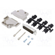 L17D45PK-M-25+L717DB25PST; D-Sub; PIN: 25; male; angled 45°; screw terminal; for cable; AMPHENOL