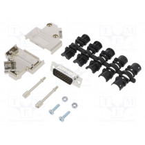 L17D45PK-M-15+L717HDA26P; D-Sub HD; PIN: 26; male; angled 45°; soldering; for cable; UNC4-40; AMPHENOL