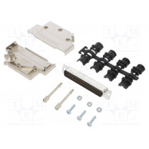 L17D45PK-M-37+L717SDC37P; D-Sub; PIN: 37; male; angled 45°; soldering; for cable; gold flash; AMPHENOL