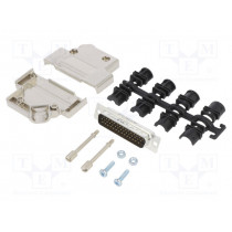 L17D45PK-M-25+L717HDB44P; D-Sub HD; PIN: 44; male; angled 45°; soldering; for cable; UNC4-40; AMPHENOL