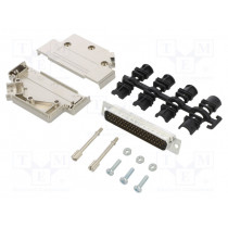 L17D45PK-M-37+L717HDC62P; D-Sub HD; PIN: 62; male; angled 45°; soldering; for cable; UNC4-40; AMPHENOL