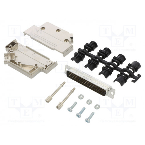 L17D45PK-M-37+L717HDC62P; D-Sub HD; PIN: 62; male; angled 45°; soldering; for cable; UNC4-40; AMPHENOL