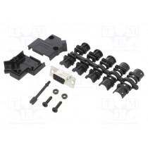 L17D45PK-P-09+L77SDE09S; D-Sub; PIN: 9; female; angled 45°; soldering; for cable; gold flash; AMPHENOL