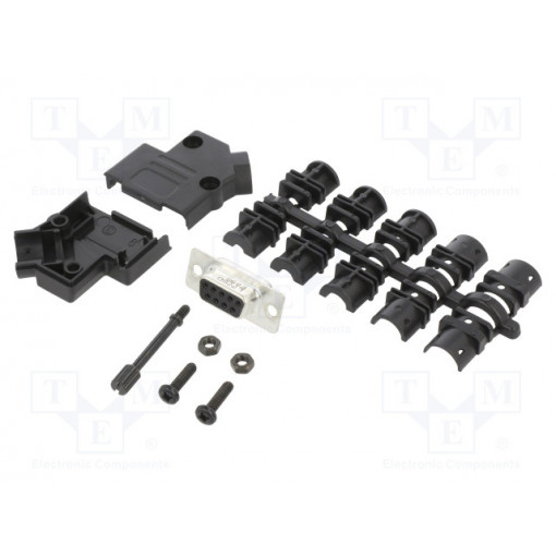 L17D45PK-P-09+L77SDE09S; D-Sub; PIN: 9; female; angled 45°; soldering; for cable; gold flash; AMPHENOL