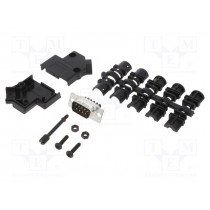 L17D45PK-P-09+L717DE09PST; D-Sub; PIN: 9; male; angled 45°; screw terminal; for cable; UNC4-40; AMPHENOL