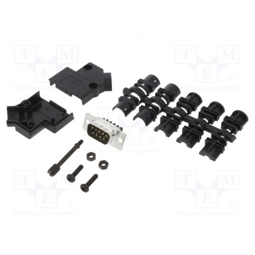 L17D45PK-P-09+L717DE09PST; D-Sub; PIN: 9; male; angled 45°; screw terminal; for cable; UNC4-40; AMPHENOL