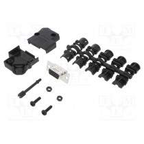 L17D45PK-P-09+L77HDE15S; D-Sub HD; PIN: 15; female; angled 45°; soldering; for cable; AMPHENOL