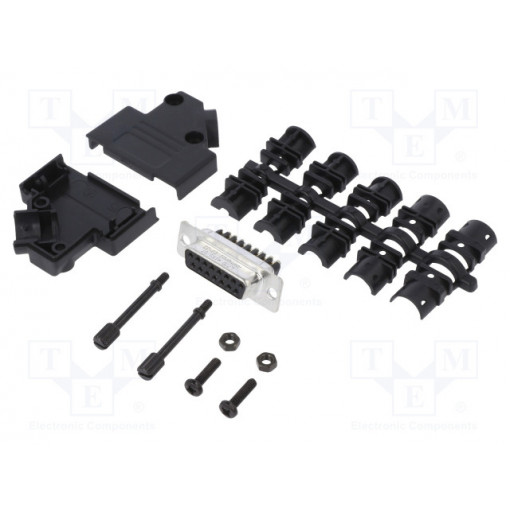 L17D45PK-P-15+L77DA15SST; D-Sub; PIN: 15; female; angled 45°; screw terminal; for cable; AMPHENOL