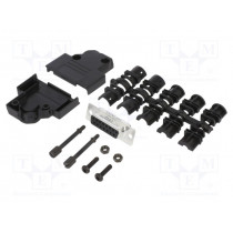 L17D45PK-P-15+L77SDA15S; D-Sub; PIN: 15; female; angled 45°; soldering; for cable; UNC4-40; AMPHENOL