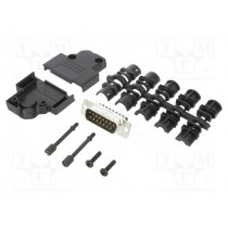 L17D45PK-P-15+L717DA15PST; D-Sub; PIN: 15; male; angled 45°; screw terminal; for cable; AMPHENOL