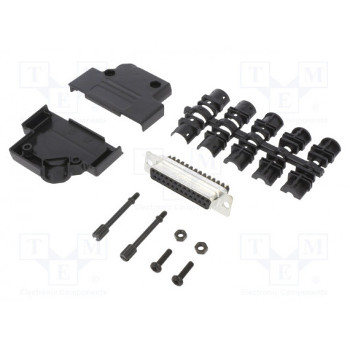 L17D45PK-P-25+L77DB25SST; D-Sub; PIN: 25; female; angled 45°; screw terminal; for cable; AMPHENOL