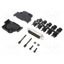 L17D45PK-P-25+L717DB25PST; D-Sub; PIN: 25; male; angled 45°; screw terminal; for cable; AMPHENOL