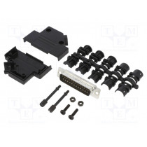 L17D45PK-P-25+L717SDB25P; D-Sub; PIN: 25; male; angled 45°; soldering; for cable; gold flash; AMPHENOL