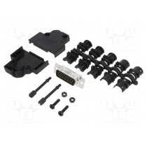 L17D45PK-P-15+L717HDA26P; D-Sub HD; PIN: 26; male; angled 45°; soldering; for cable; UNC4-40; AMPHENOL