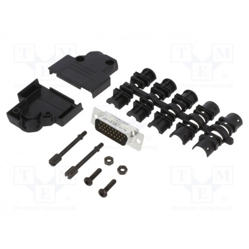 L17D45PK-P-15+L717HDA26P; D-Sub HD; PIN: 26; male; angled 45°; soldering; for cable; UNC4-40; AMPHENOL