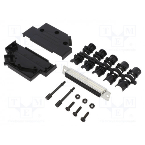 L17D45PK-P-37+L77SDC37S; D-Sub; PIN: 37; female; angled 45°; soldering; for cable; UNC4-40; AMPHENOL