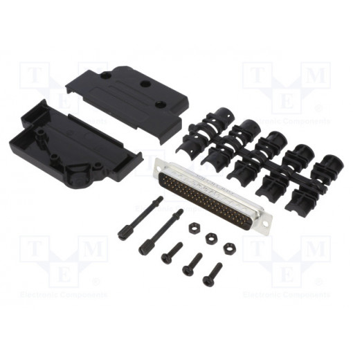 L17D45PK-P-37+L717HDC62P; D-Sub HD; PIN: 62; male; angled 45°; soldering; for cable; UNC4-40; AMPHENOL