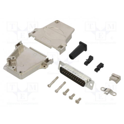 L17D45ZF25-RG+L717SDB25P; D-Sub; PIN: 25; male; angled 45°; soldering; for cable; gold flash; AMPHENOL