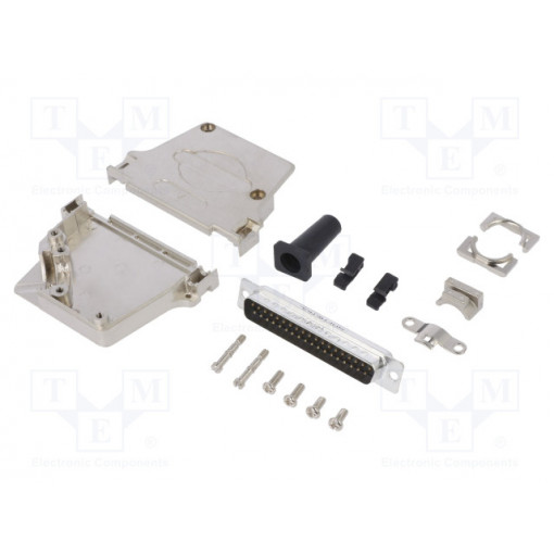 L17D45ZF37-RG+L717SDC37P; D-Sub; PIN: 37; male; angled 45°; soldering; for cable; gold flash; AMPHENOL