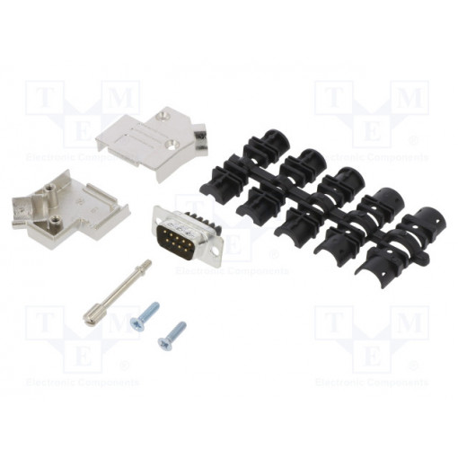 L17D45ZK09+L717DE09PST; D-Sub; PIN: 9; male; angled 45°; screw terminal; for cable; UNC4-40; AMPHENOL