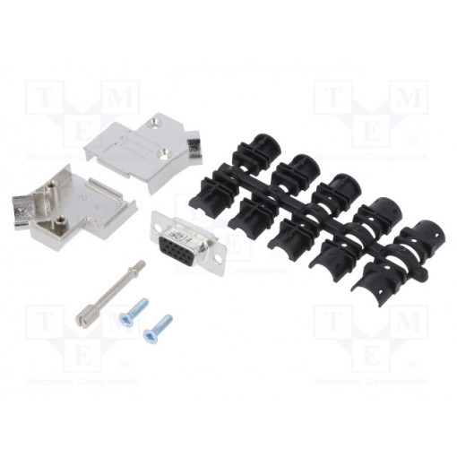 L17D45ZK09+L77HDE15S; D-Sub HD; PIN: 15; female; angled 45°; soldering; for cable; AMPHENOL