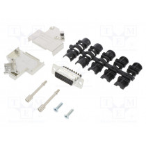 L17D45ZK15+L77DA15SST; D-Sub; PIN: 15; female; angled 45°; screw terminal; for cable; AMPHENOL