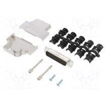 L17D45ZK25+L717SDB25P; D-Sub; PIN: 25; male; angled 45°; soldering; for cable; gold flash; AMPHENOL