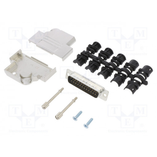 L17D45ZK25+L717SDB25P; D-Sub; PIN: 25; male; angled 45°; soldering; for cable; gold flash; AMPHENOL