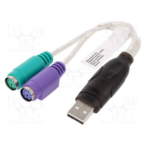 DA-70118; Adapter USB-PS2; PS/2 socket x2,USB A plug; USB 1.1; DIGITUS