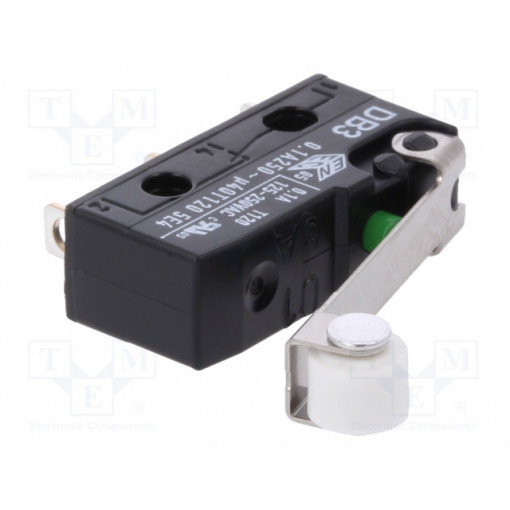 DB3C-A1RC; Microswitch SNAP ACTION; with roller; SPDT; 0.1A/250VAC; ON-(ON); CHERRY DB3C-A1RC; Microswitch SNAP ACTION; with roller; SPDT; 0.1A/250VAC; ON-(ON); CHERRY