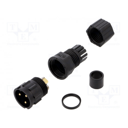 DC-03BMMB-LL7001; Plug; Connector: circular; size D; male; PIN: 3; gold-plated; 20A; AMPHENOL