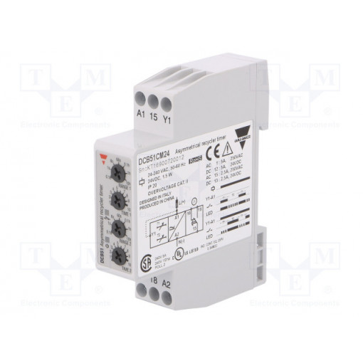 DCB51CM24; Timer; 0,1s÷100h; SPDT; 24VDC/5A,250VAC/5A; 24÷240VAC; 24VDC; DIN; CARLO GAVAZZI